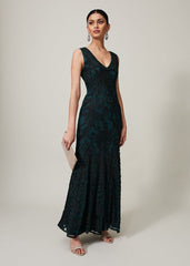 Marigold Tapework Dress Green/Black
