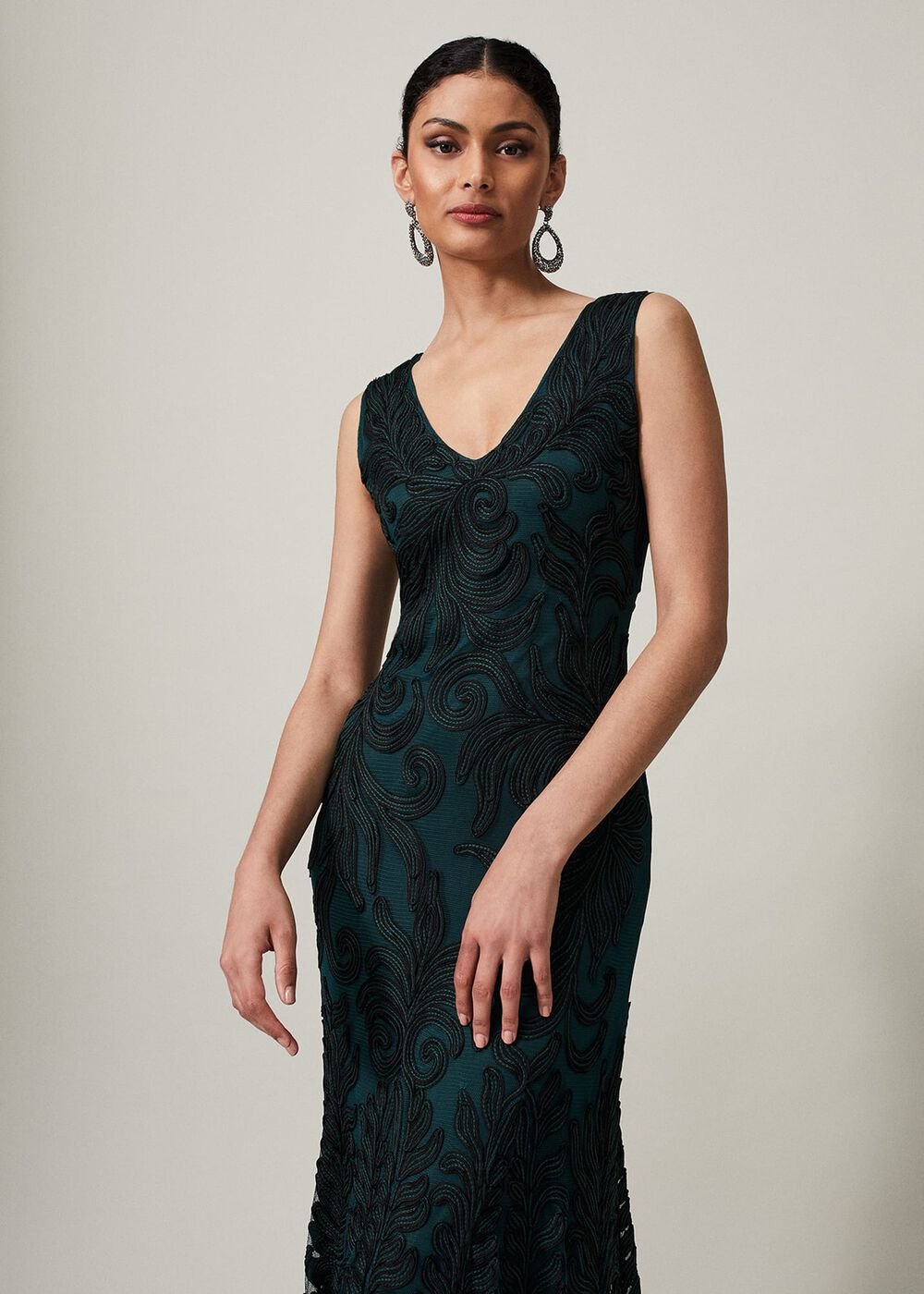 Marigold Tapework Dress Green/Black