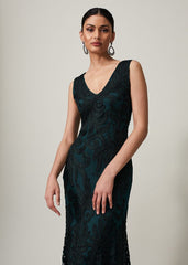 Marigold Tapework Dress Green/Black