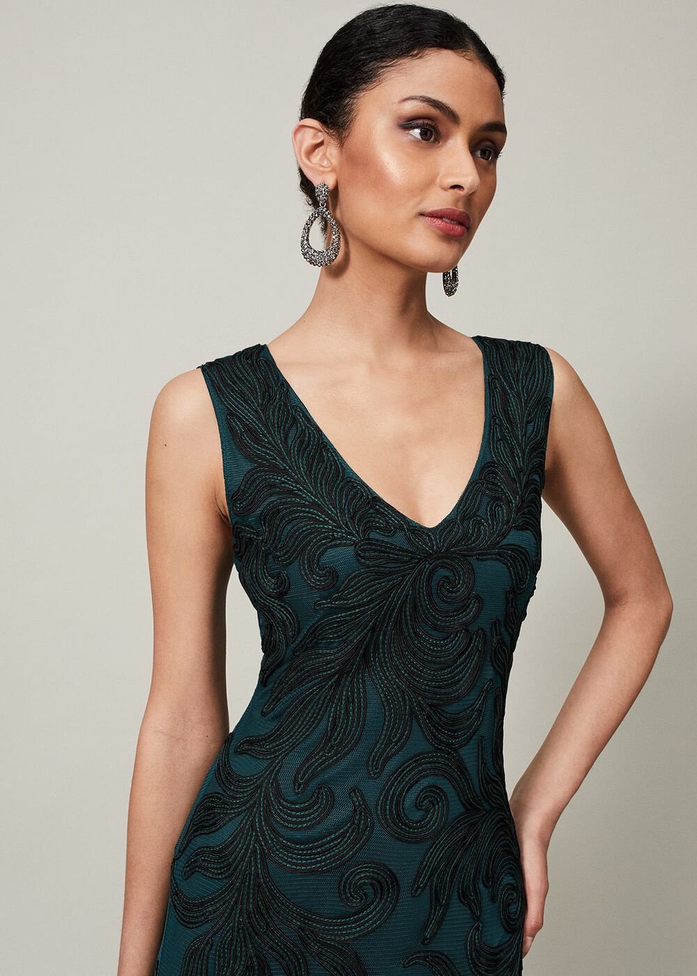 Marigold Tapework Dress Green/Black