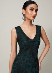 Marigold Tapework Dress Green/Black