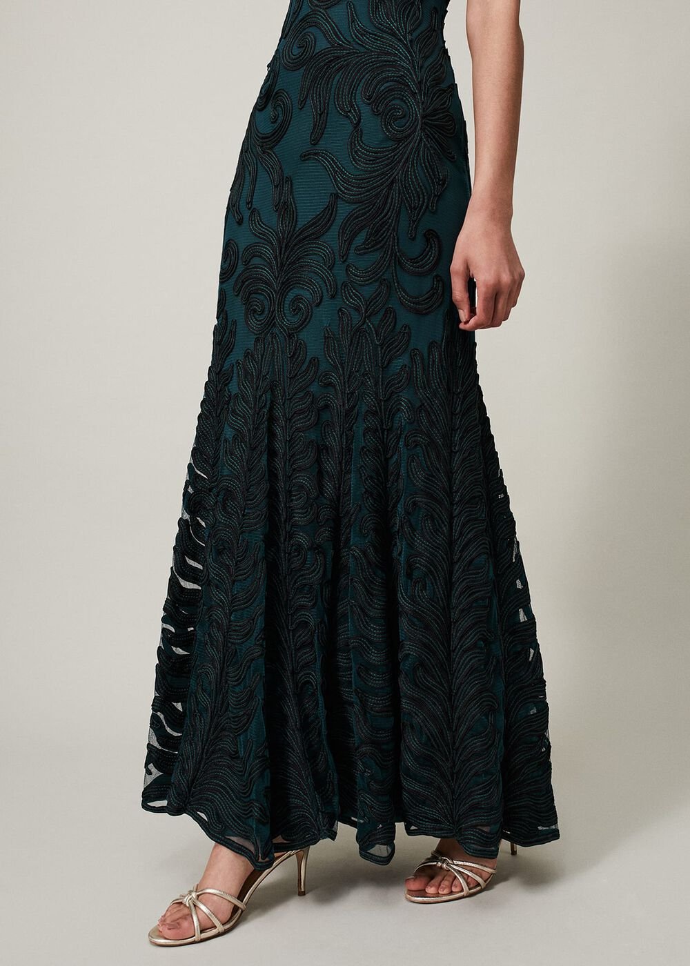 Marigold Tapework Dress Green/Black