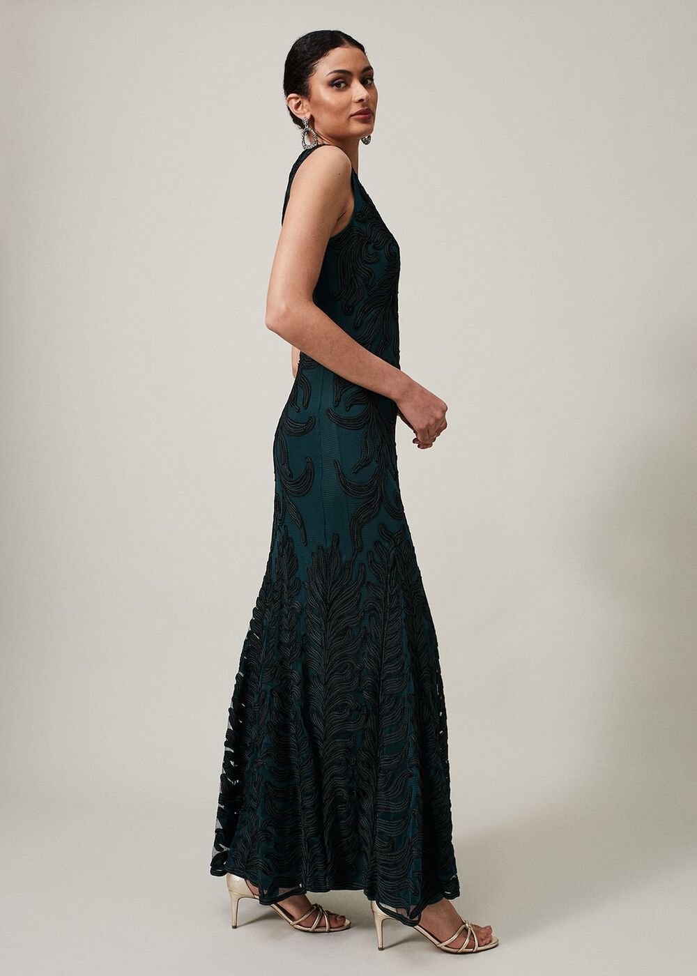 Marigold Tapework Dress Green/Black