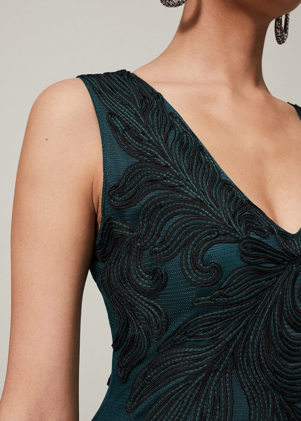 Marigold Tapework Dress Green/Black