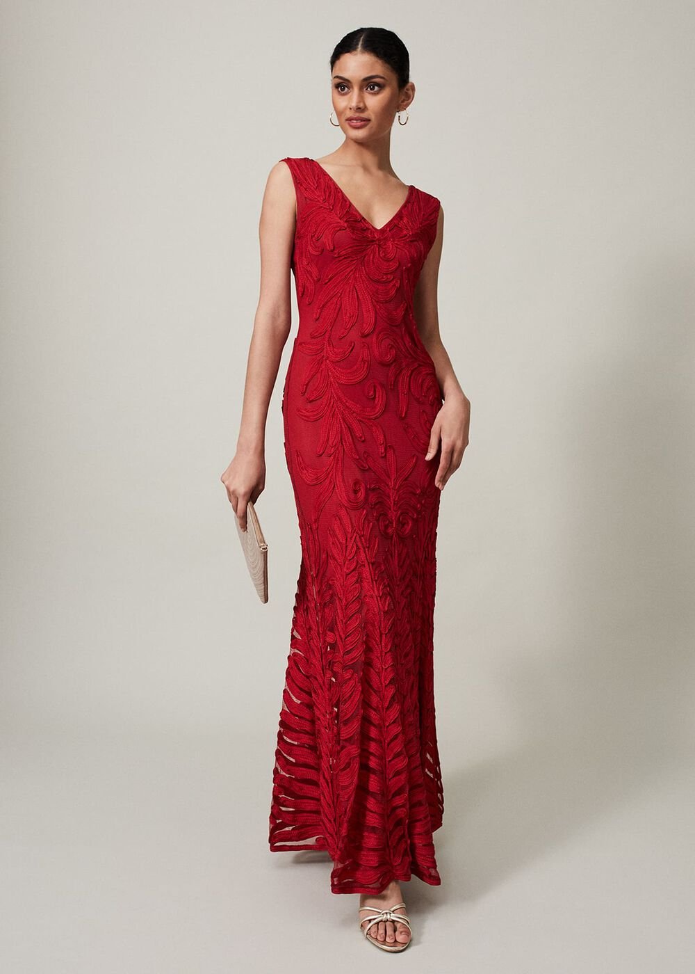 Marigold Tapework Maxi Dress Scarlet