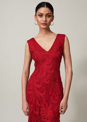 Marigold Tapework Maxi Dress Scarlet