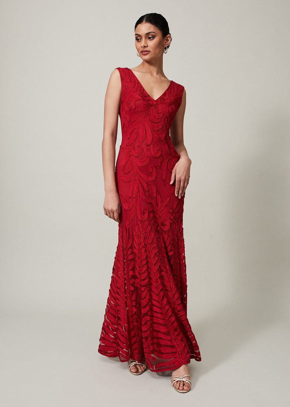 Marigold Tapework Maxi Dress Scarlet