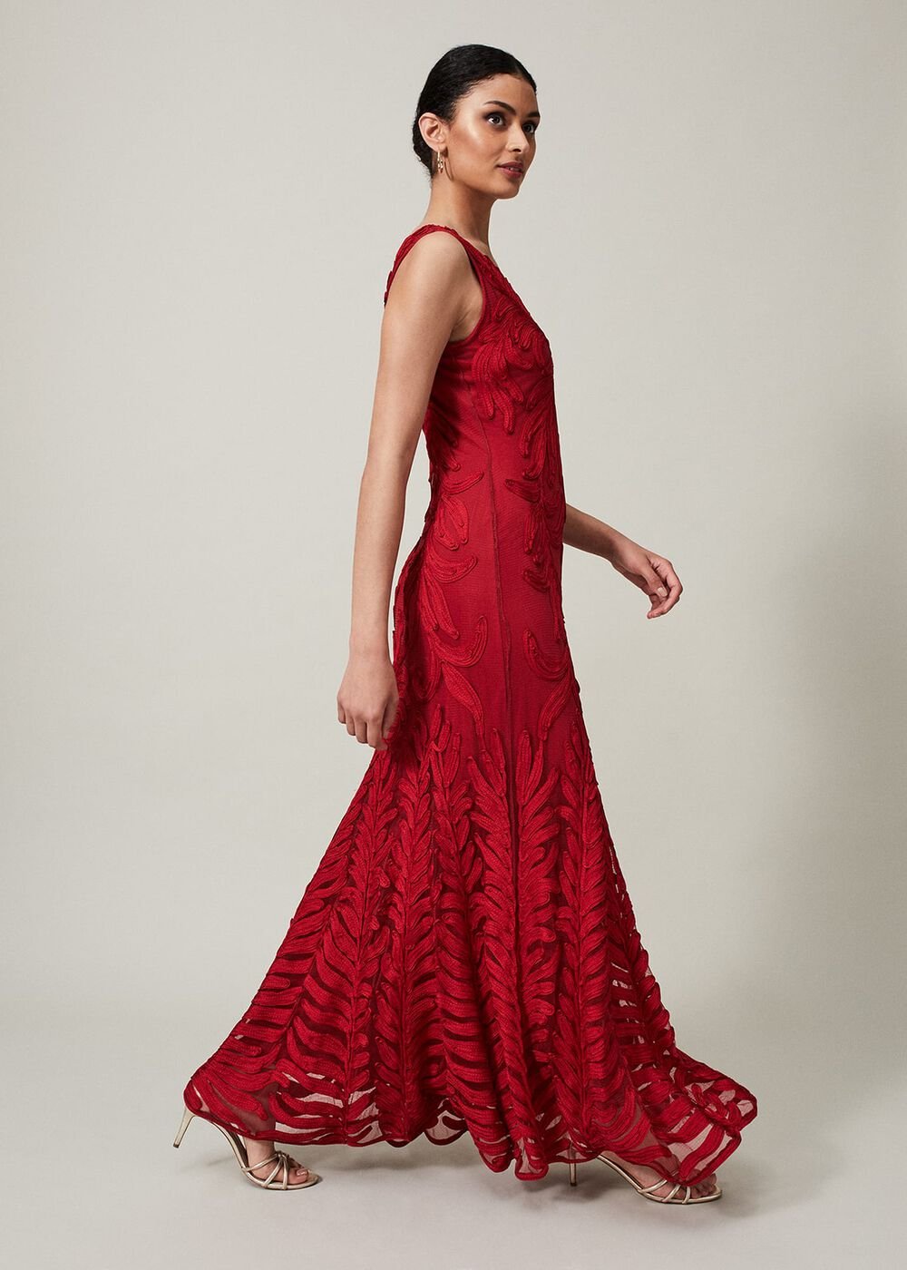 Marigold Tapework Maxi Dress Scarlet