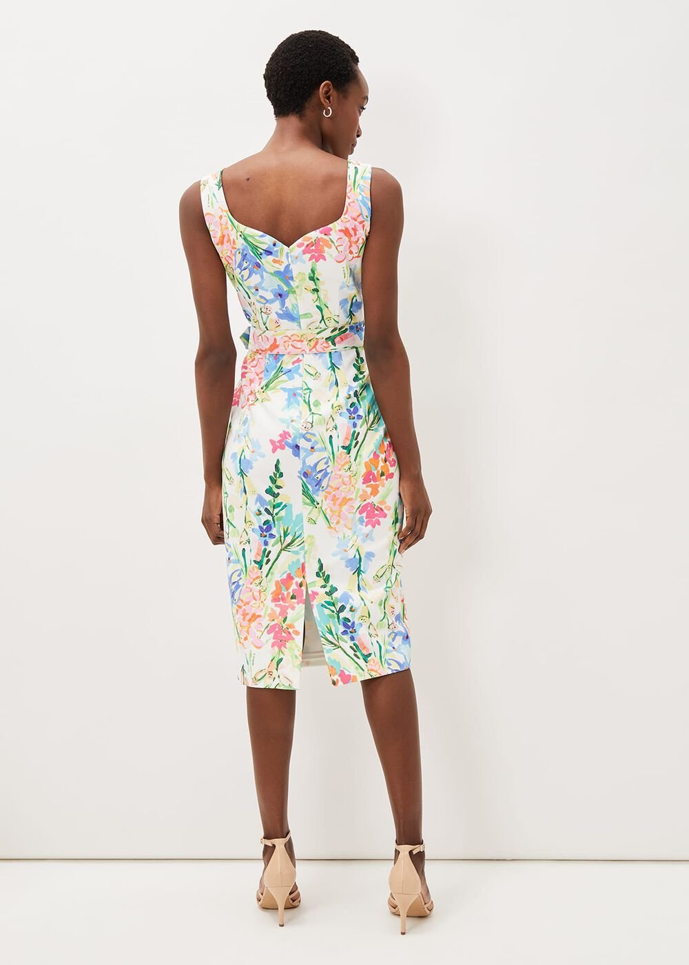 Serina Floral Midi Dress Ivory Multi