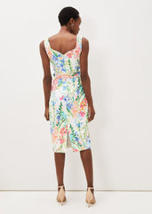 Serina Floral Midi Dress Ivory Multi