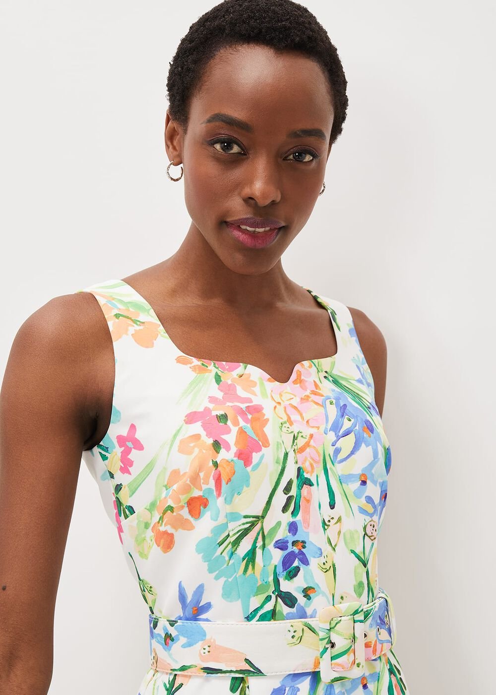 Serina Floral Midi Dress Ivory Multi