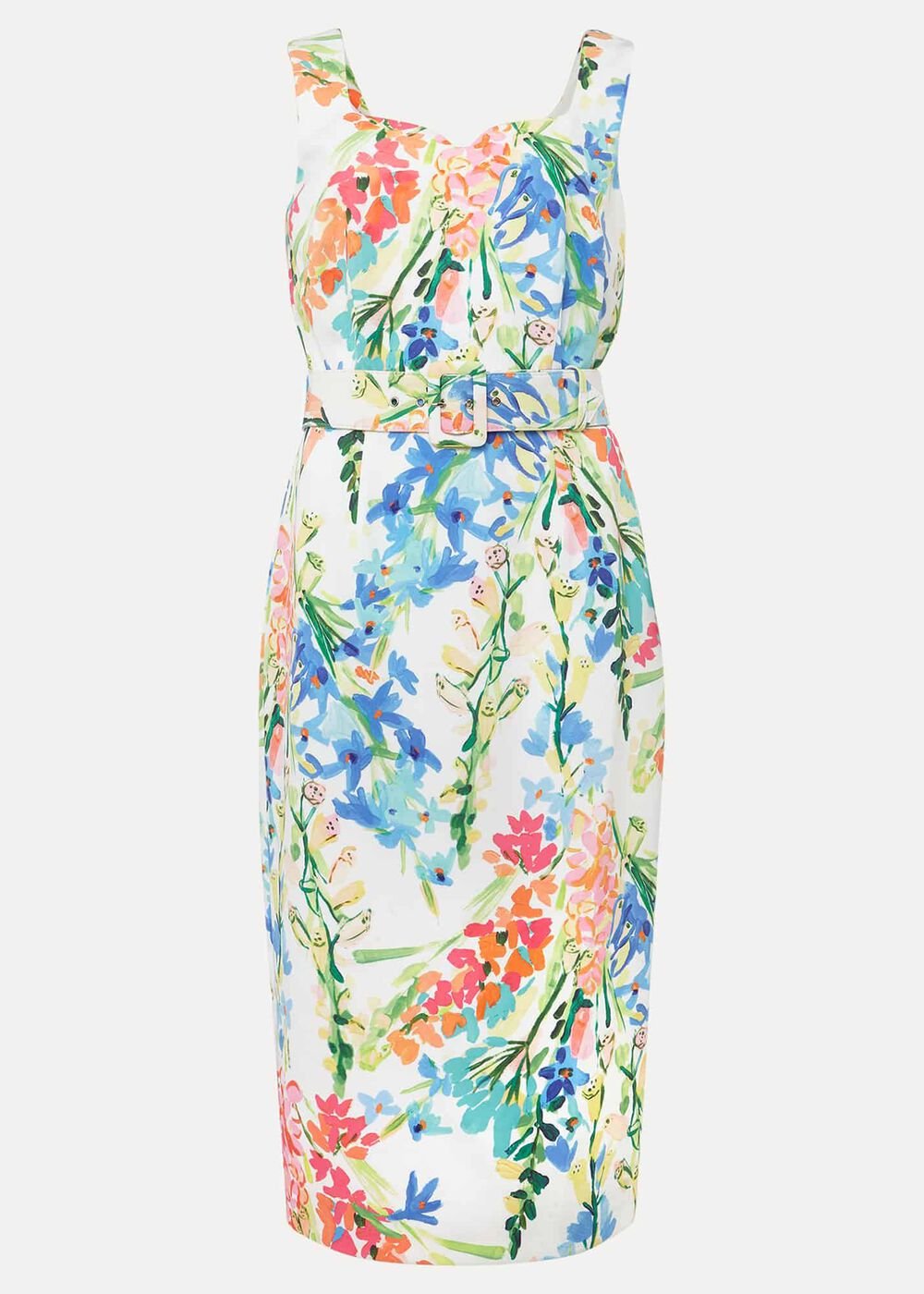 Serina Floral Midi Dress Ivory Multi