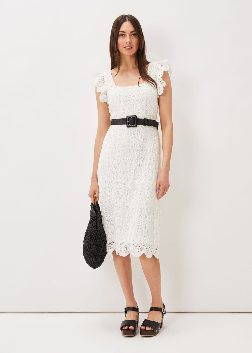 Tamari Crochet Knit Dress Ivory