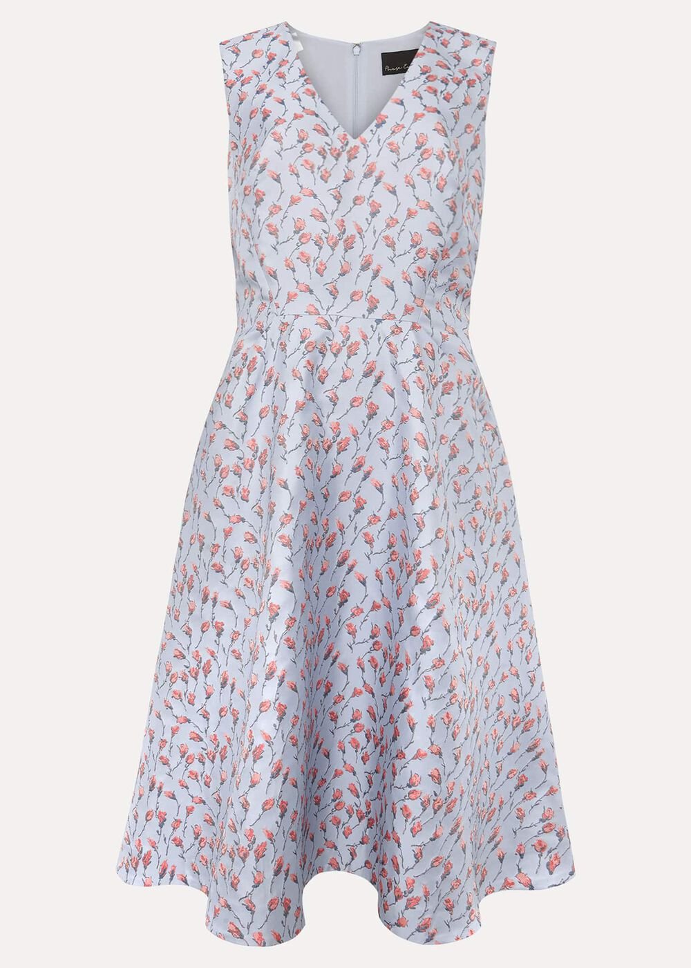 Rosebud Jacquard Fit And Flare Dress Arctic Blue/Pink
