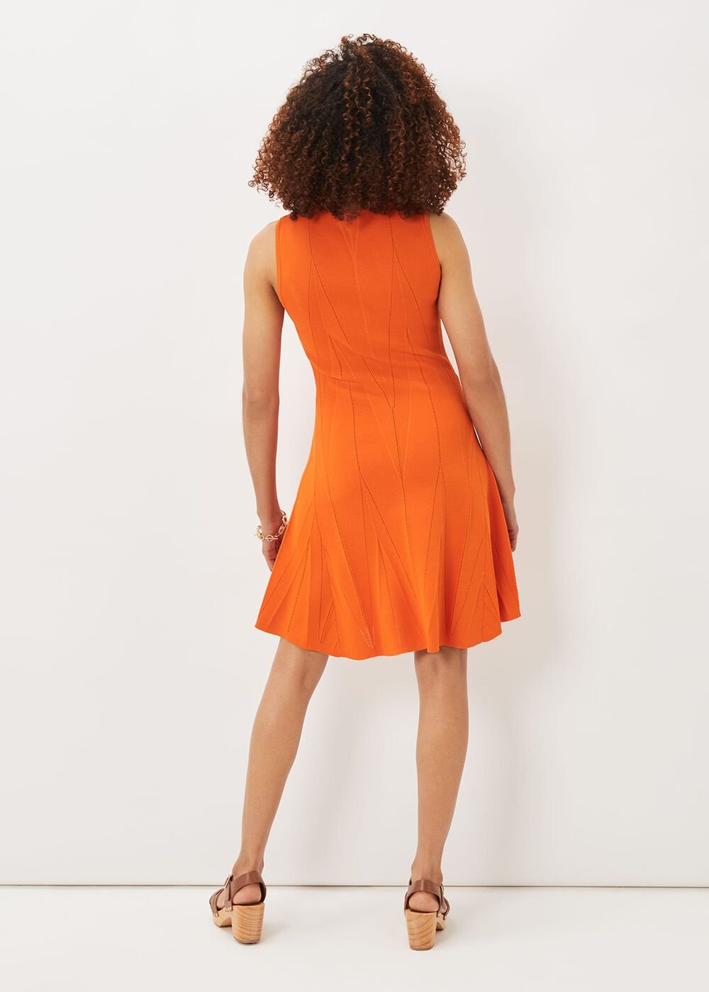 Jaya Stitch Detail Dress Orange