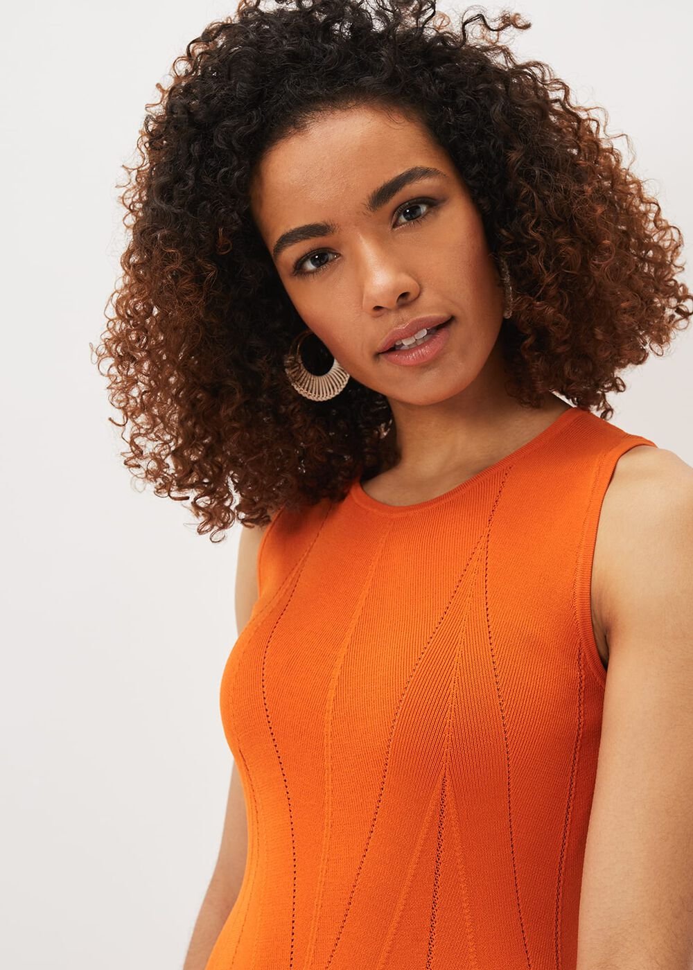 Jaya Stitch Detail Dress Orange