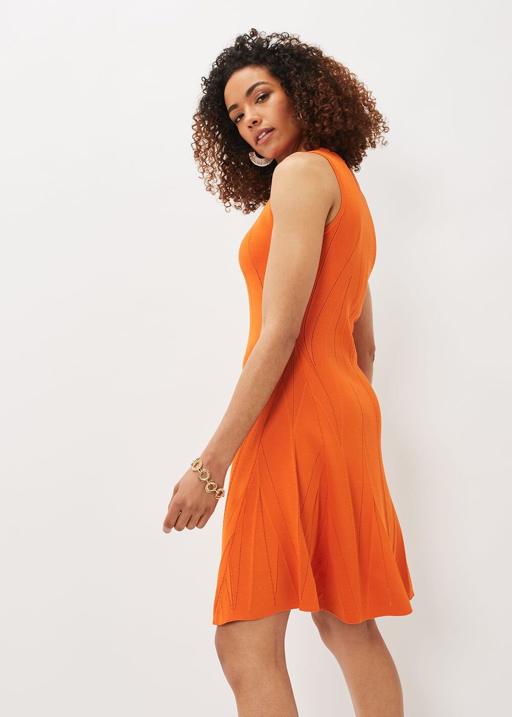 Jaya Stitch Detail Dress Orange