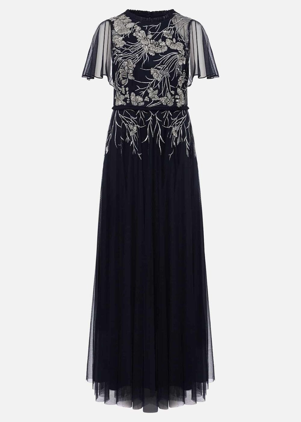 Zena Beaded Tulle Maxi Dress Navy/Silver