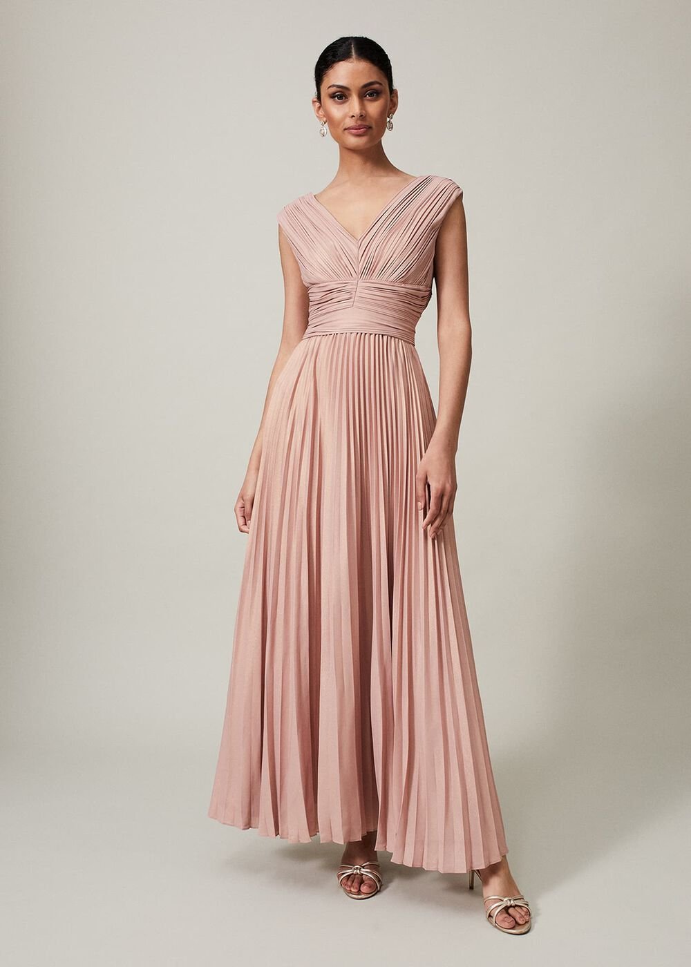 Nelly Pleat Dress Pink Champagne
