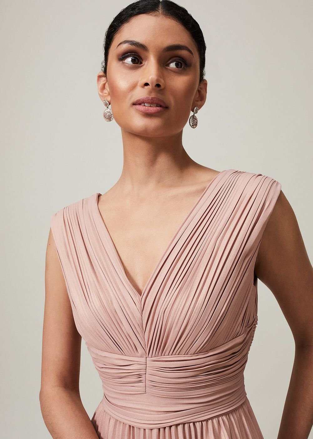 Nelly Pleat Dress Pink Champagne
