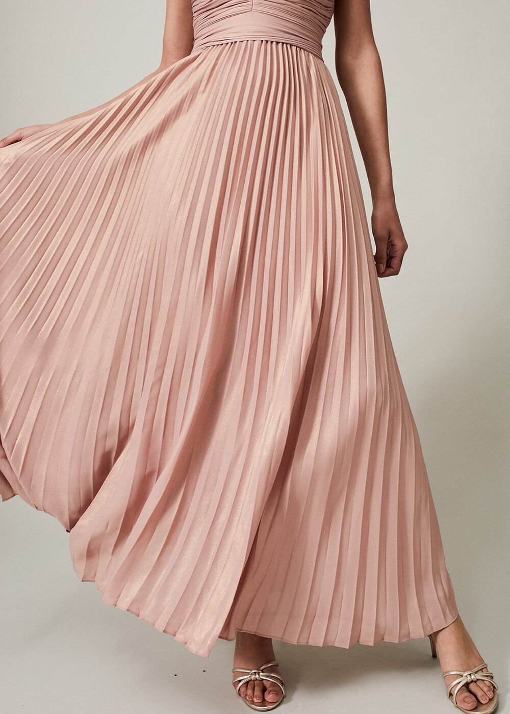 Nelly Pleat Dress Pink Champagne