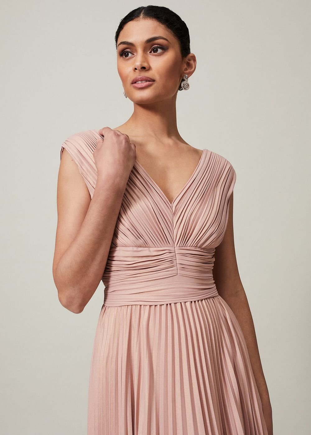 Nelly Pleat Dress Pink Champagne