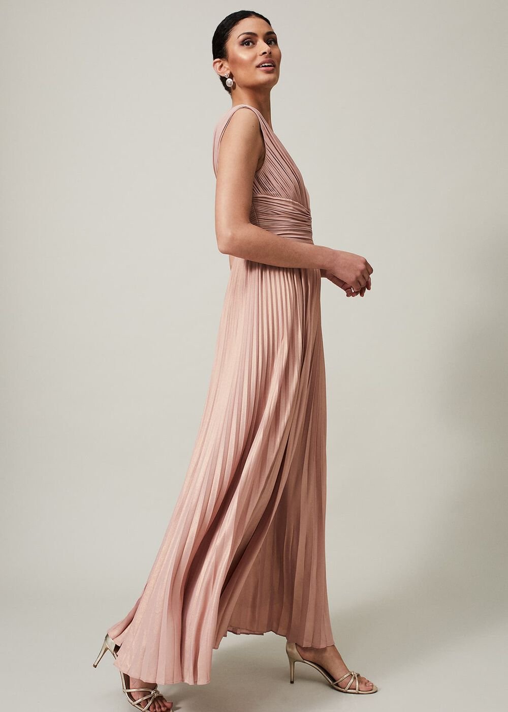 Nelly Pleat Dress Pink Champagne