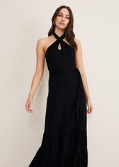 Valeria Jersey Halter Neck Dress Black