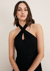 Valeria Jersey Halter Neck Dress Black
