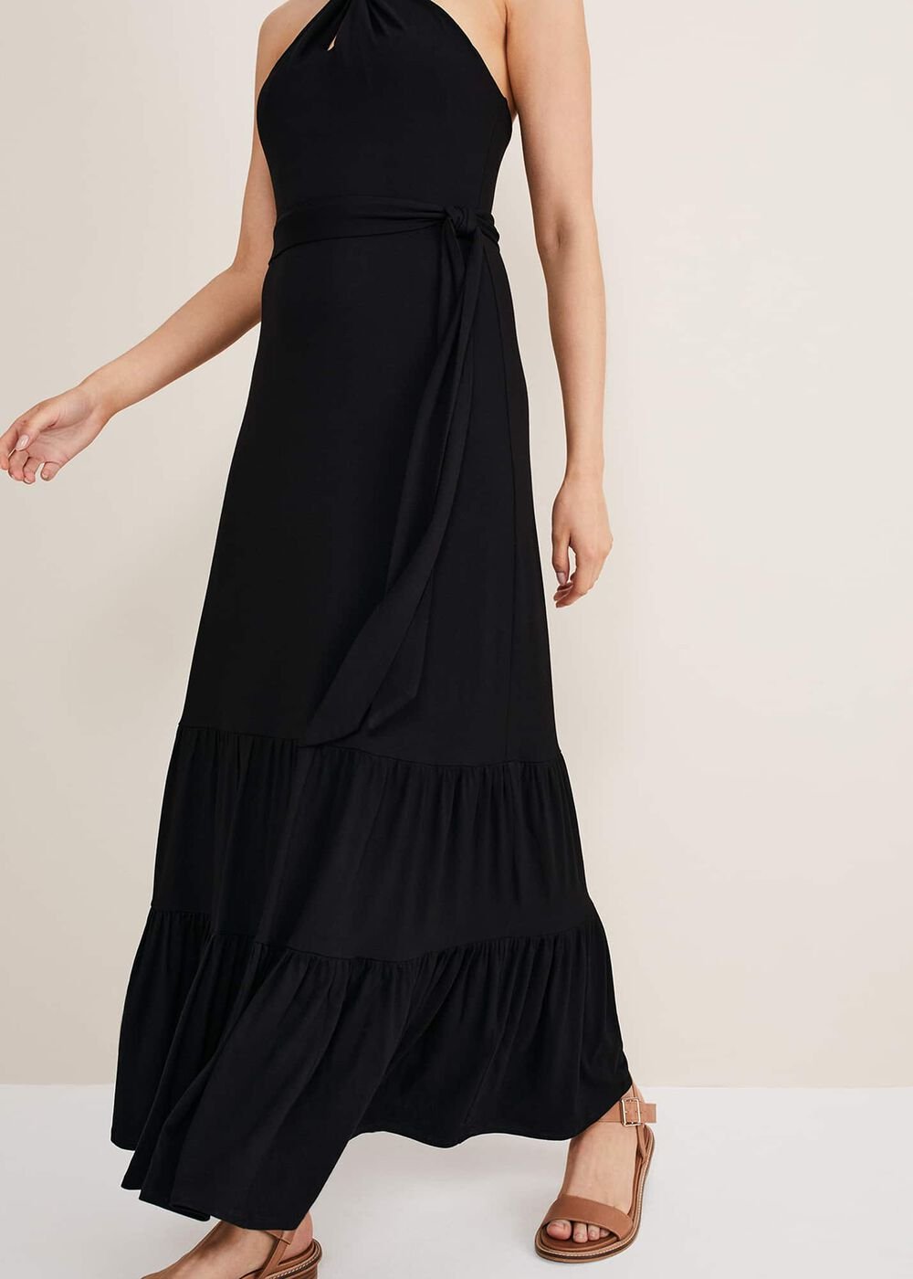 Valeria Jersey Halter Neck Dress Black