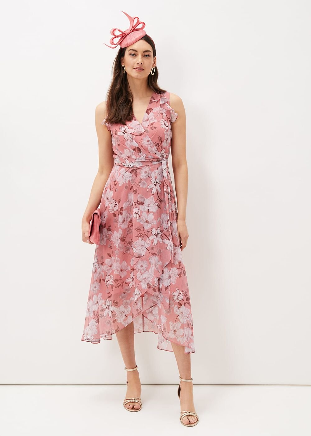 Rubith Floral Midi Dress Pink/Multi