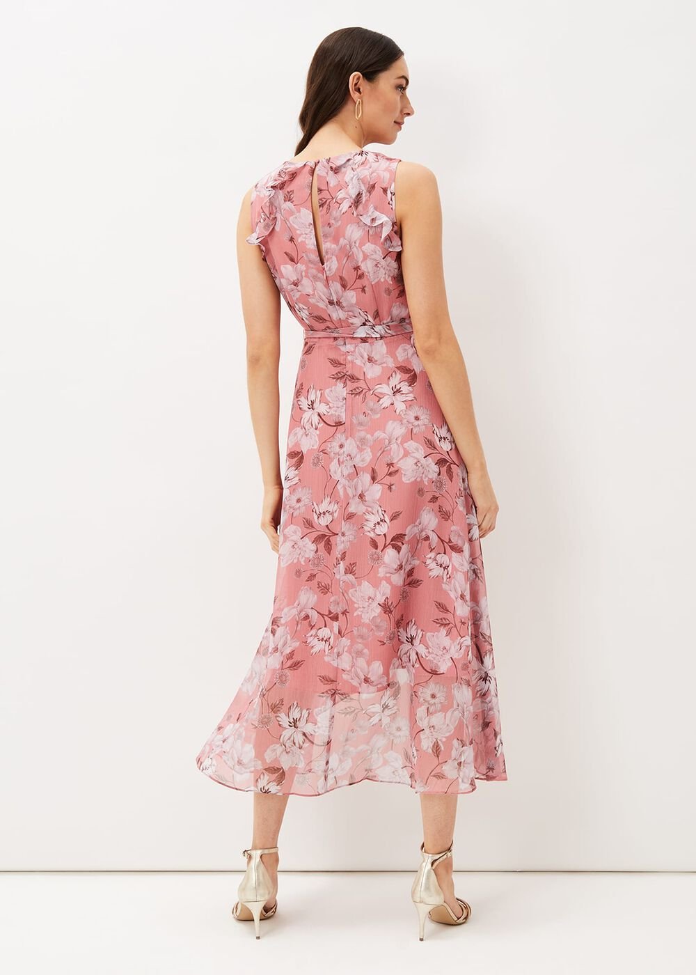 Rubith Floral Midi Dress Pink/Multi