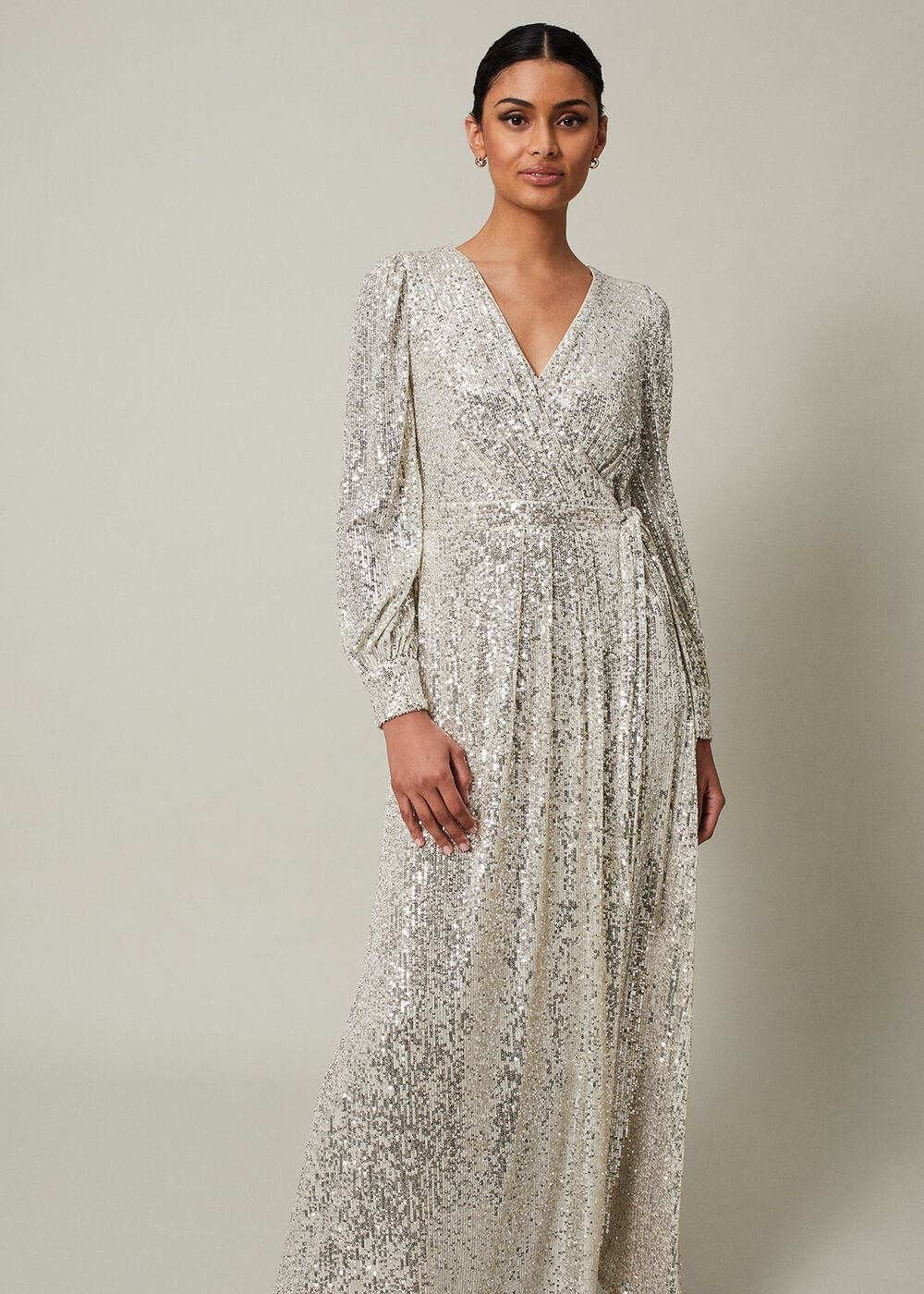 Amily Sequin Maxi Dress Silver