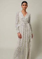 Amily Sequin Maxi Dress Silver