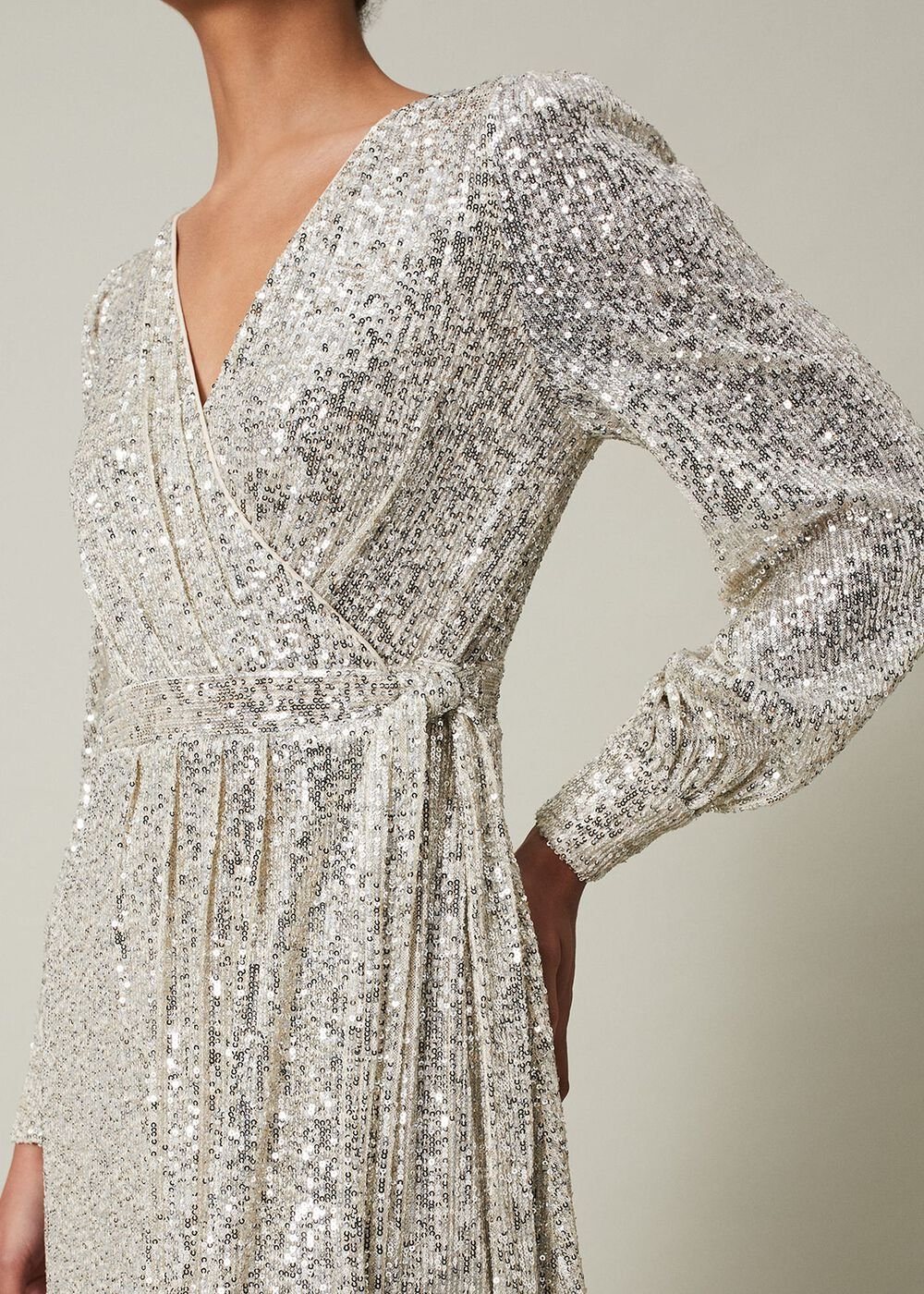 Amily Sequin Maxi Dress Silver