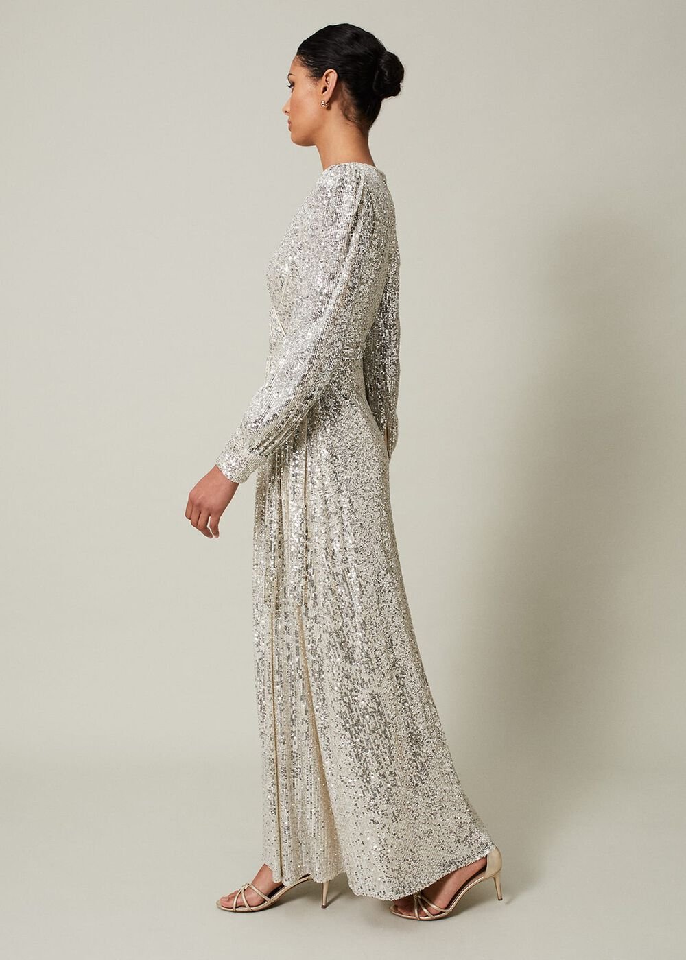 Amily Sequin Maxi Dress Silver