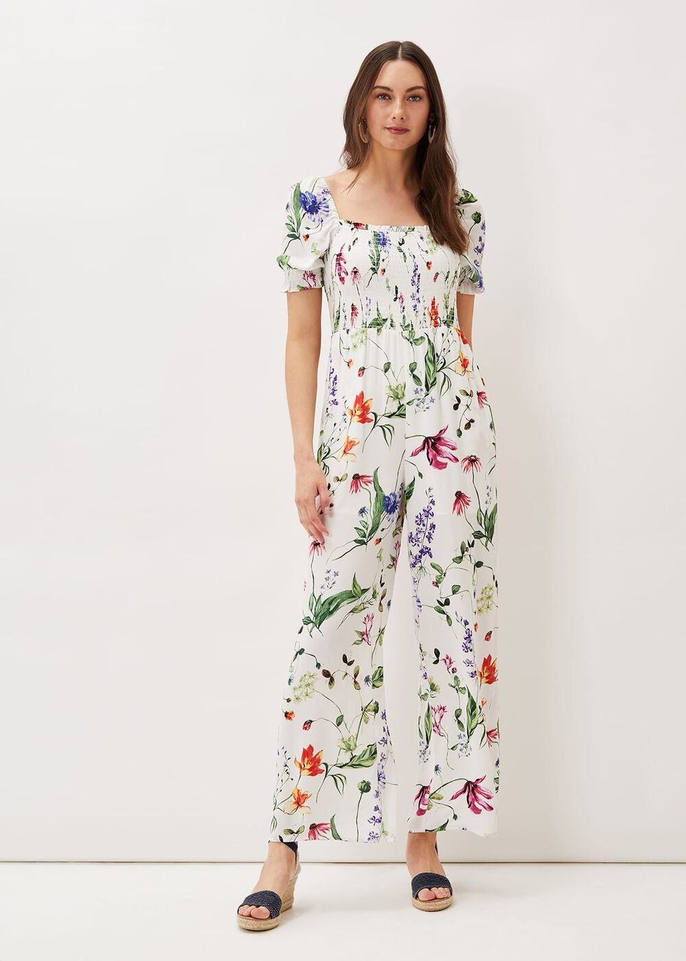 Zaylah Shirred Waist Jumpsuit White