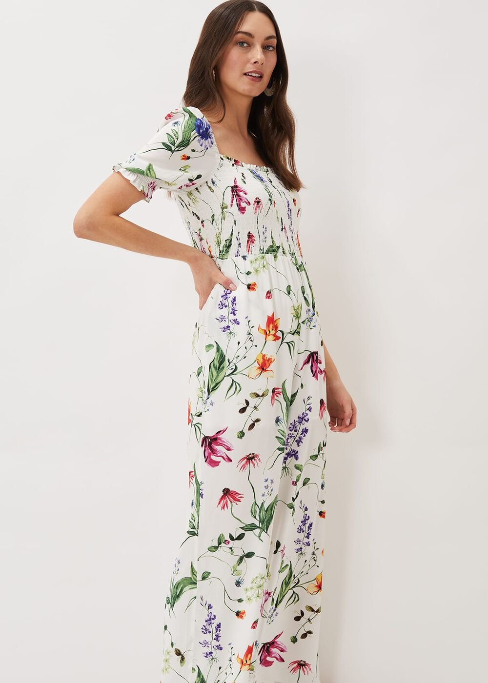 Zaylah Shirred Waist Jumpsuit White