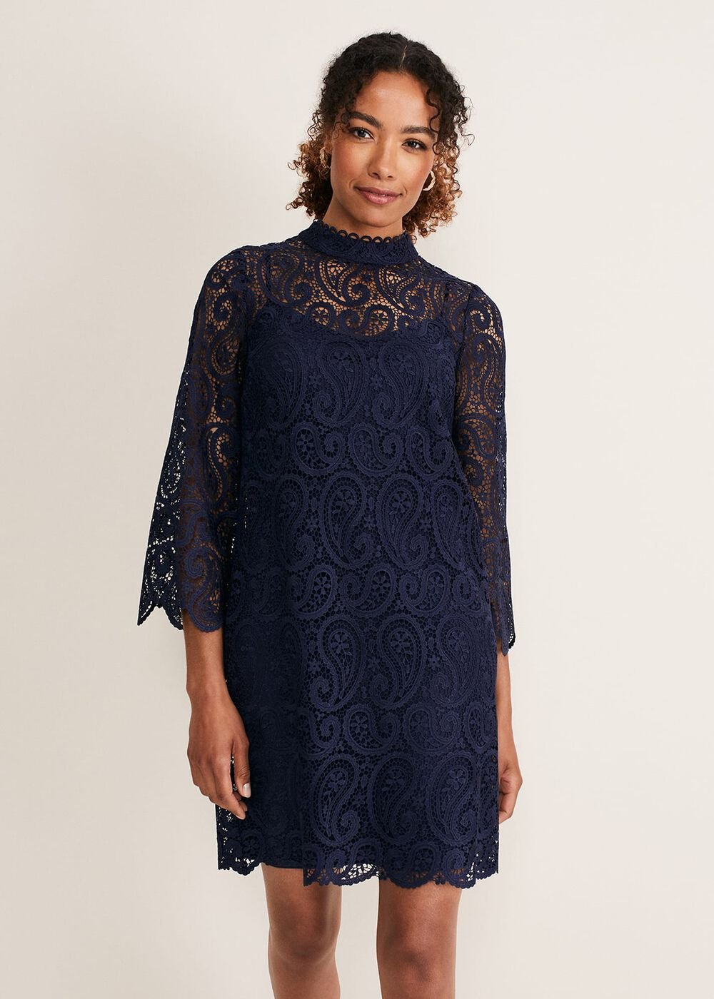 Verity Lace Shift Dress Navy