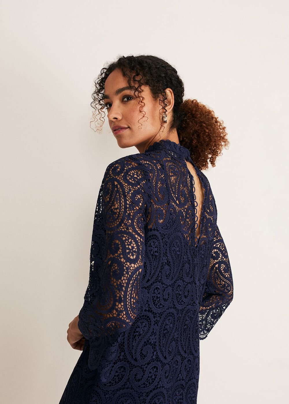 Verity Lace Shift Dress Navy