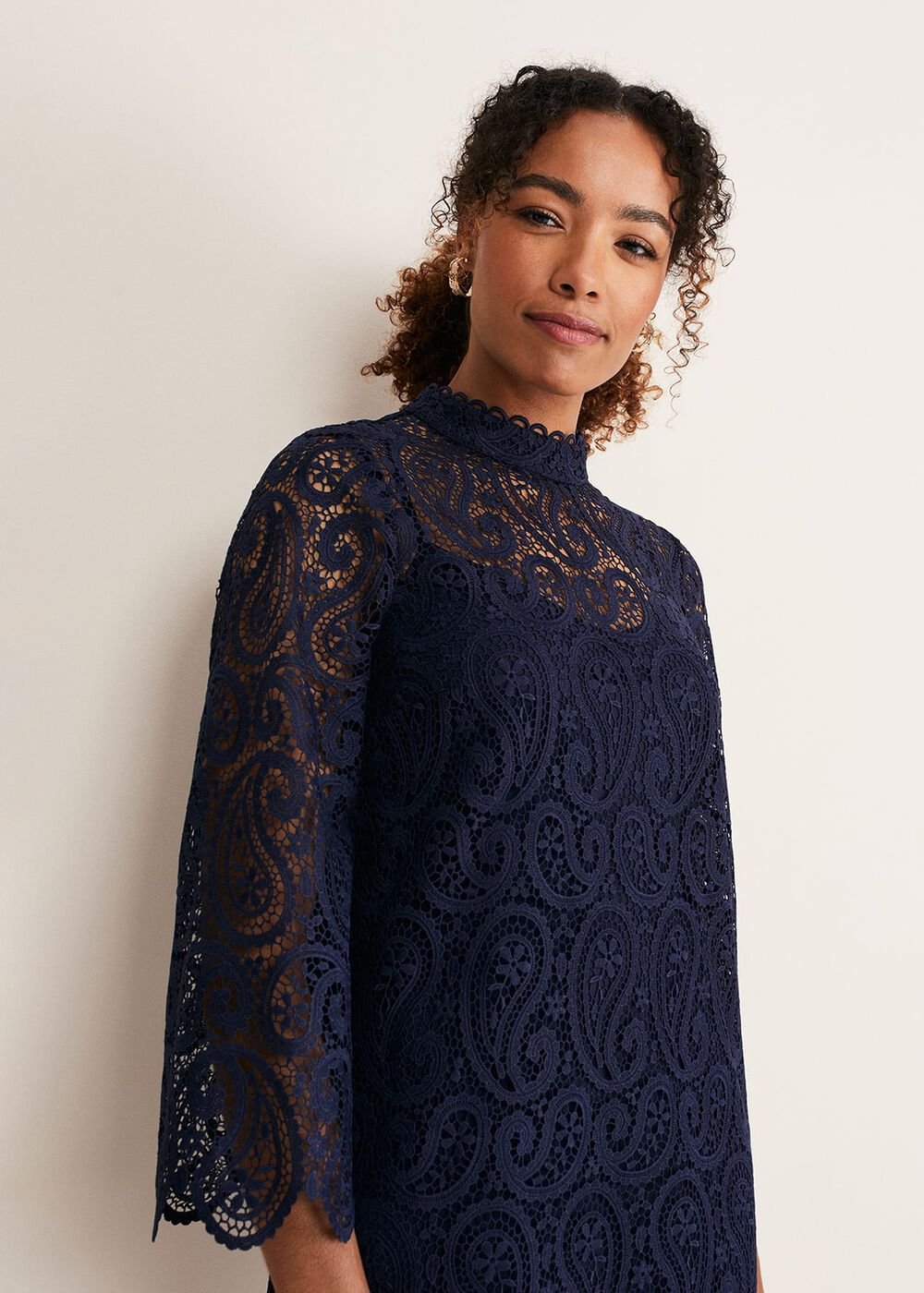 Verity Lace Shift Dress Navy
