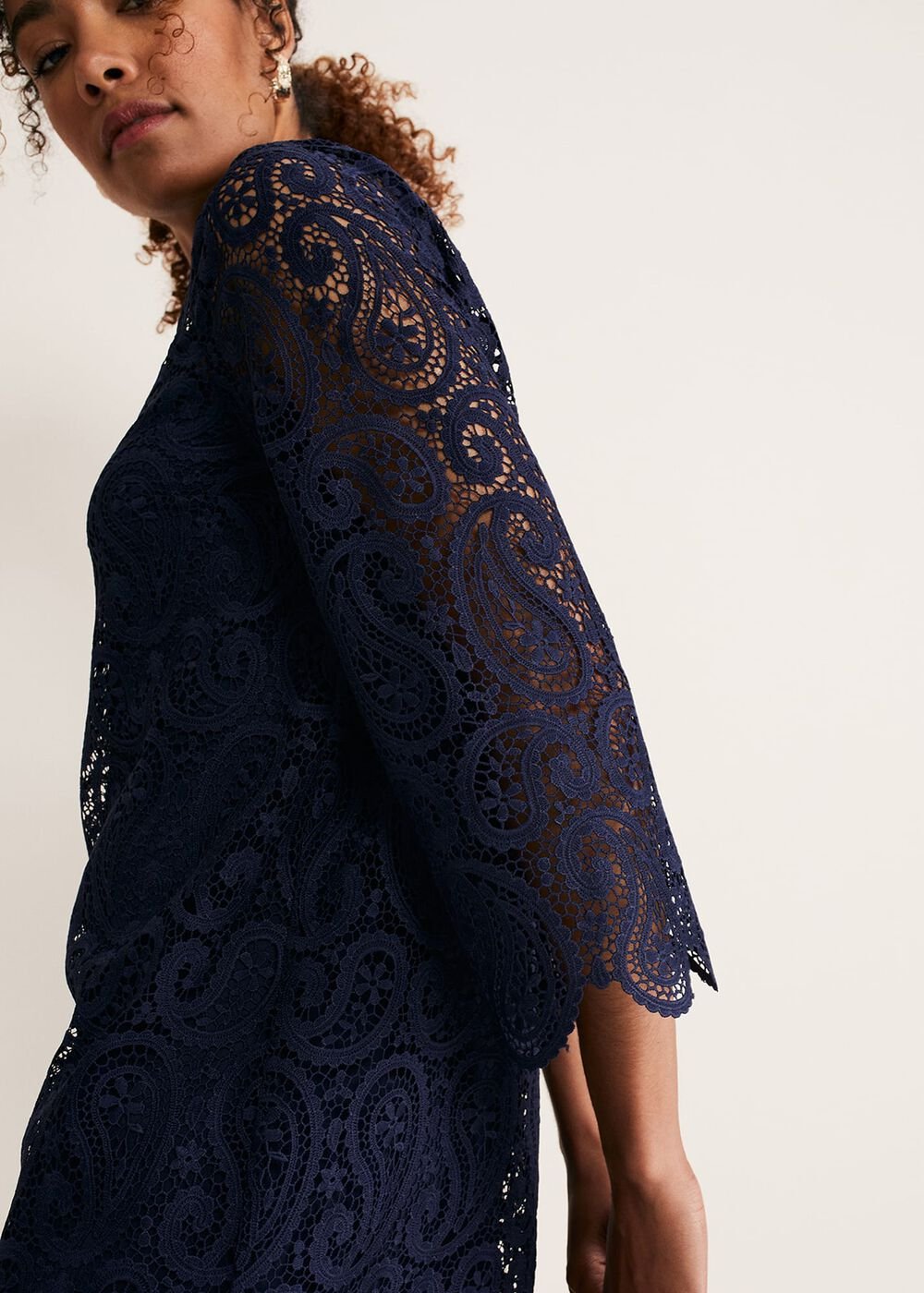 Verity Lace Shift Dress Navy
