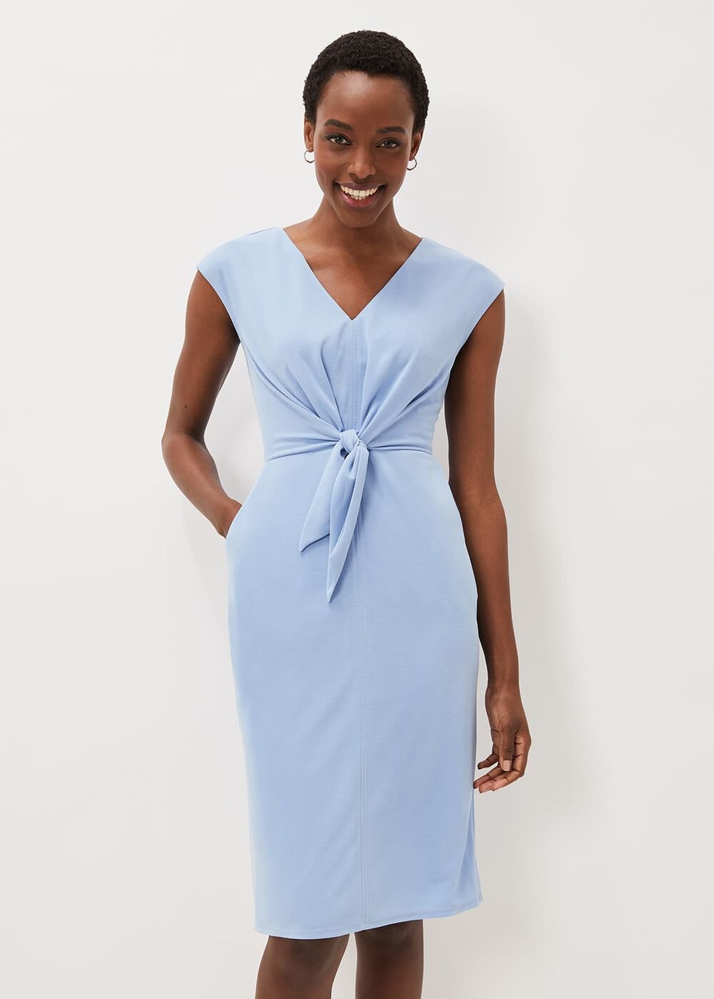 Adeliade Tie Front Dress Pale Blue