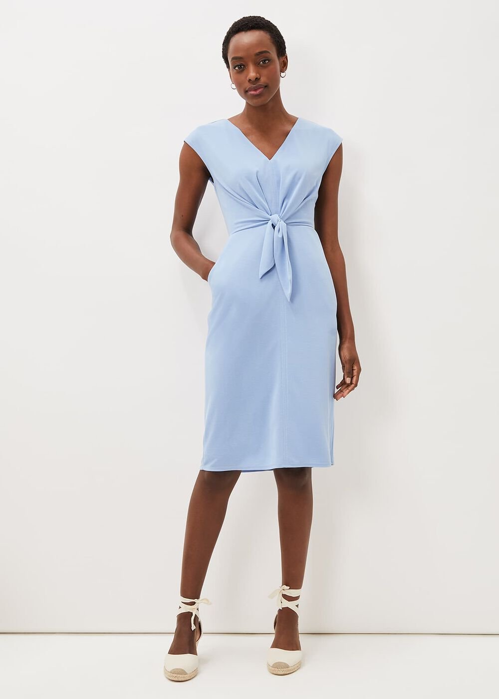 Adeliade Tie Front Dress Pale Blue