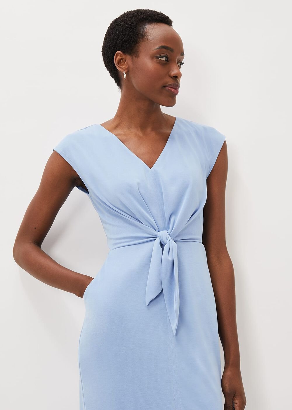 Adeliade Tie Front Dress Pale Blue