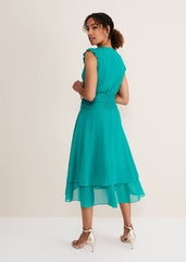 Cressinda Ruched Midi Dress Peacock