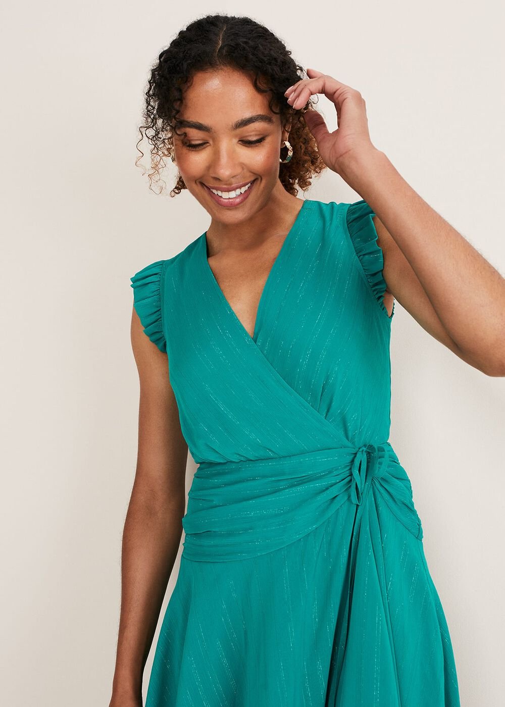 Cressinda Ruched Midi Dress Peacock