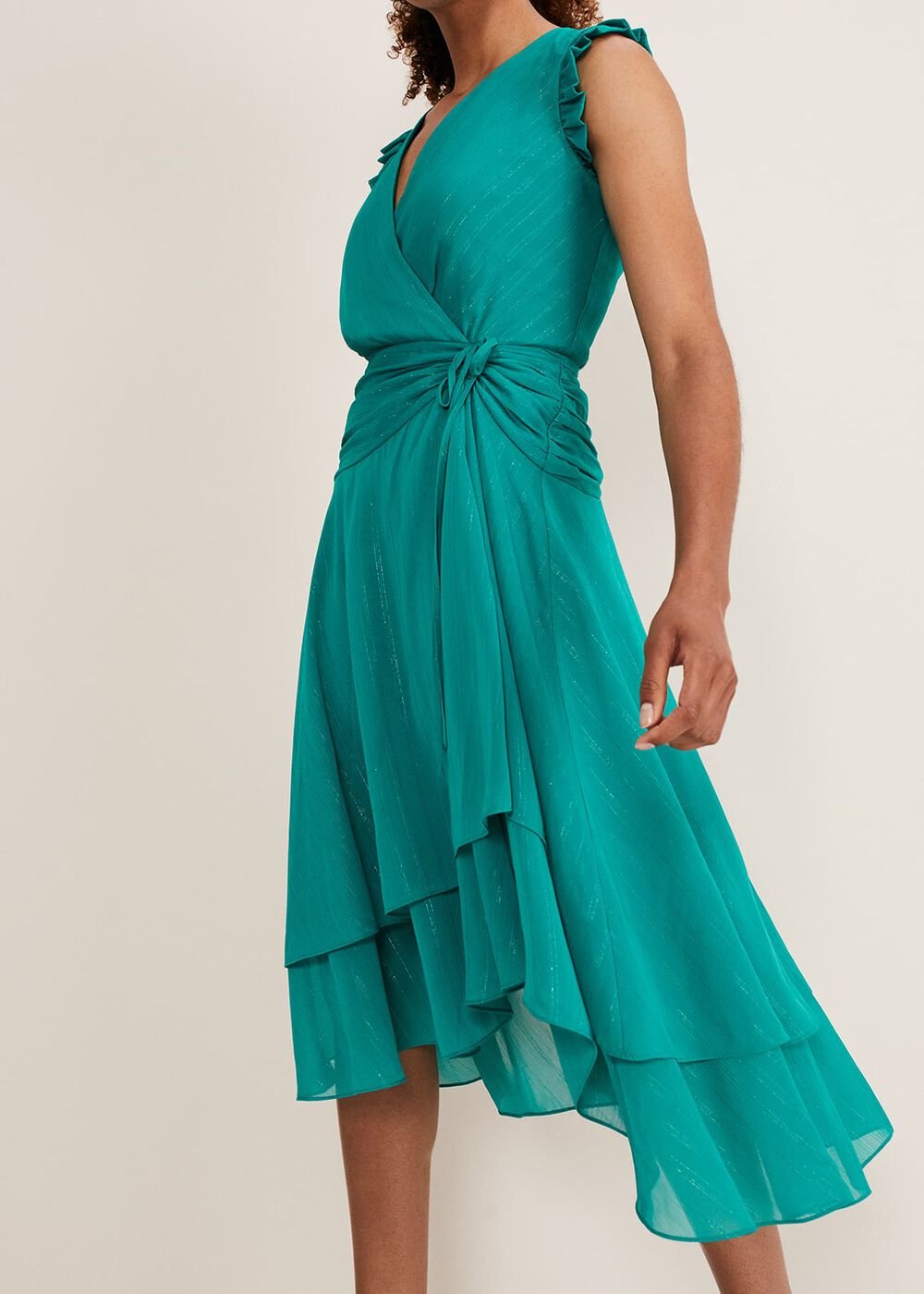Cressinda Ruched Midi Dress Peacock