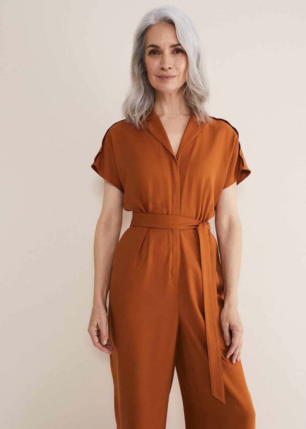 Cora Belted Jumpsuit Burnt Orange
