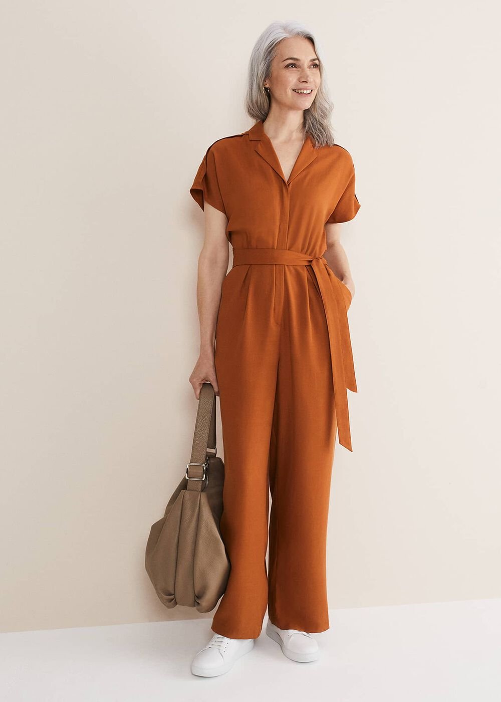 Cora Belted Jumpsuit Burnt Orange